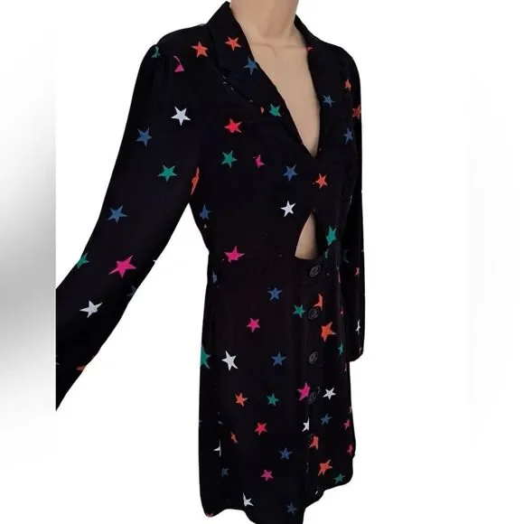 Nobody's Child Star Multi Color Cut out Mini Skater Dress Black Size 6 - Picture 9 of 16